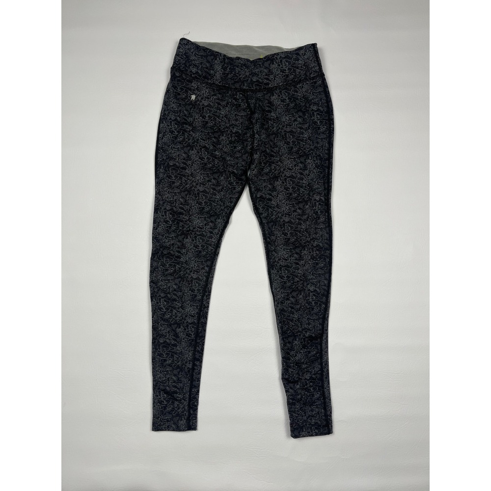 Smartwool PhD Merino Blend Leggings Women's XS Black Grey Floral Athletic Tights